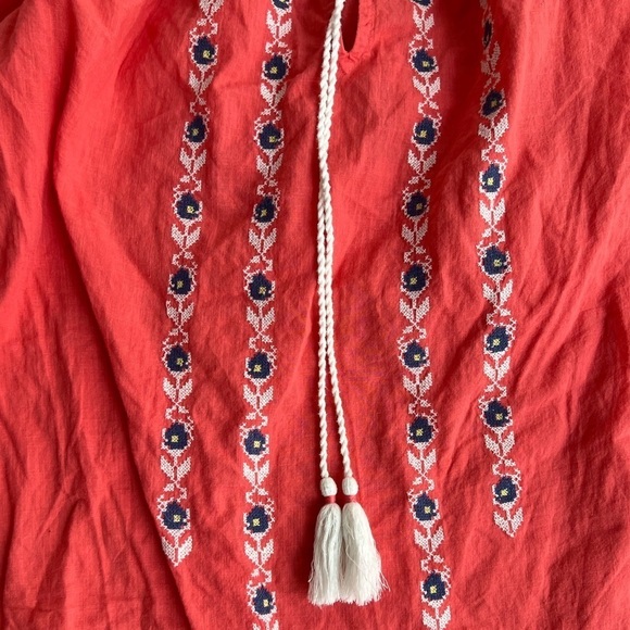 Abercrombie & Fitch Vintage Women Top Embroidered Peasant Hippie Boho Tassel XL - Picture 3 of 7